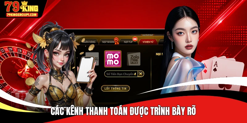 Các kênh thanh toán được trình bày rõ